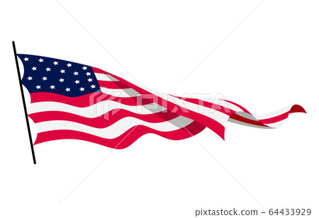 Waving flag of the United States of America. Illustration of wavy American Flag. National symbol, American flag on white background - vector illustration 64433929