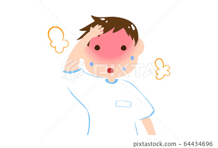 Illustration of a boy who is likely to cause heat stroke 64434696