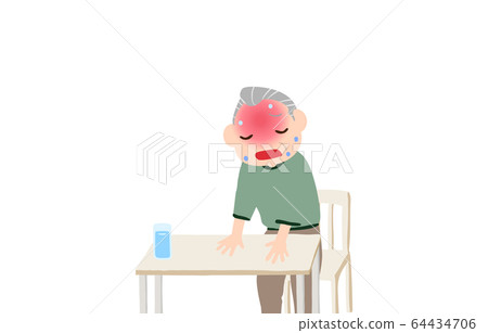 由於身體狀況不佳試圖坐在椅子上的一位老人的插圖 64434706