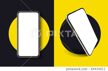 Download Isolated Modern Smartphone Mockup On Yellow Stock Illustration 64434811 Pixta PSD Mockup Templates