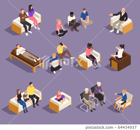 Psychology Psychotherapy Isometric Set  64434937