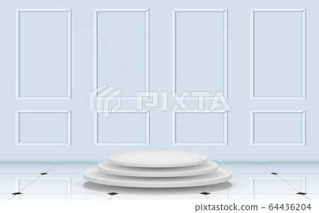 white podium and spotlight light in the studio room white podium and spotlight light in the studio room 64436204