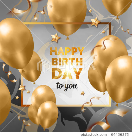 Happy birthday beauty golden frame with seamless Happy birthday beauty golden frame with seamless 64436275