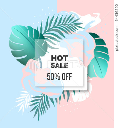 Cute tropical abstract design banner 64436290