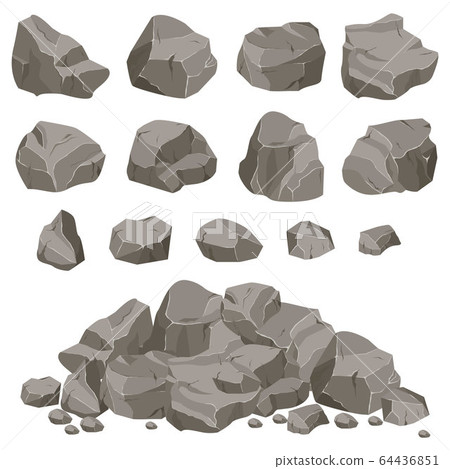 Rock stone set cartoon. 64436851