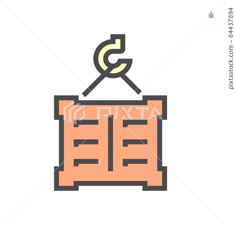 Cargo container and crane icon, 64x64 perfect 64437894