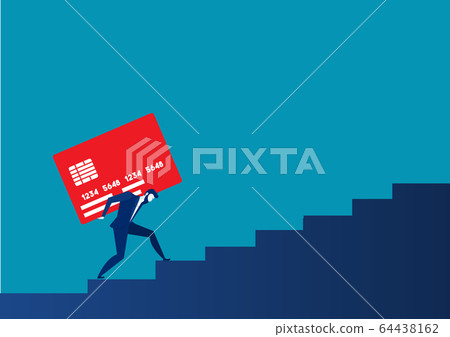businessman carrying heavy credit card debt financial concept vector 64438162