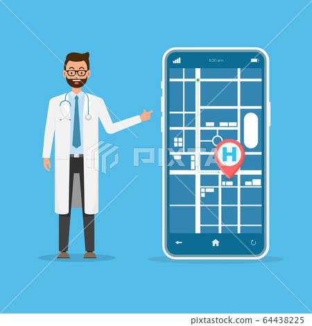 Smartphone app. Map navigation online application. 64438225