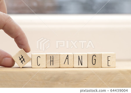 Wooden cubes with a hashtag and the word Change, social media concept space for text Wooden cubes with a hashtag and the word Change, social media concept space for text 64439004