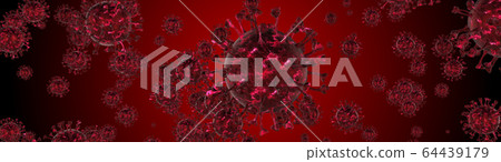 Microscope virus cell. Pandemic bacteria pathogen medical health risk, Corona COVID-19 Alert SOS, immunology, virology, epidemiology concept. 3D illustration 64439179