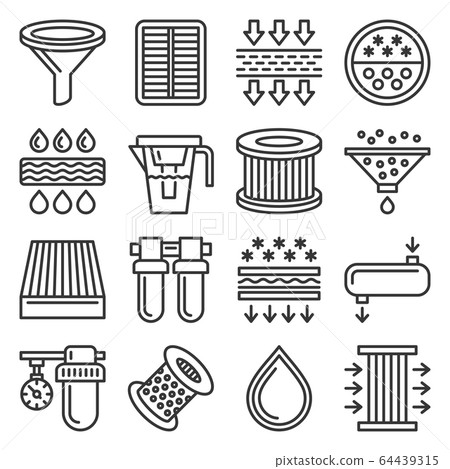 Auto Filter Icon Water, Air and Car Oil Filter Related Icons Set... - Stock Illustration ...