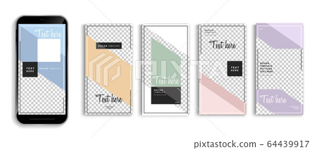 Editable story mockup templates for smartphone vector design. 64439917