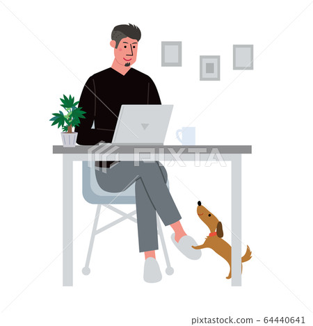 A man doing remote work Telework illustration 64440641