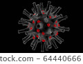 Dangerous Coronavirus COVID-19 isolate in black background 64440666