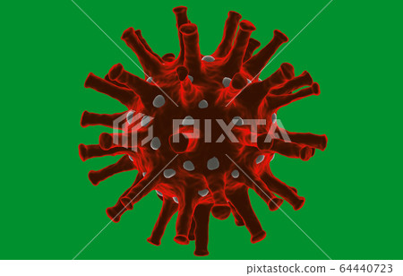 Dangerous Coronavirus COVID-19 isolate in green background 64440723