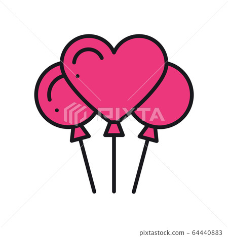 Heart shaped balloon icon. Air balloon sign and symbol. Love, relationship, wedding, romantic, party, celebration, birthday theme. Heart shaped balloon icon. Air balloon sign and symbol. Love, relationship, wedding, romantic, party, celebration, birthday theme. 64440883