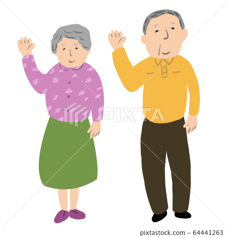 An old couple waving a hand An old couple waving a hand 64441263