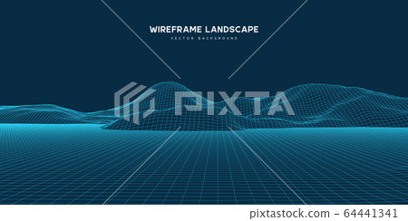 Digital wareframe landscape background. - Stock Illustration [64441341 ...