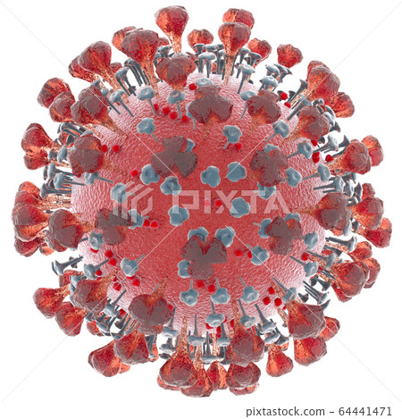 Cowid-19 coronavirus closeup cut out on a white background Cowid-19 coronavirus closeup cut out on a white background 64441471