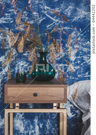 stylish bedroom interior in blue tones stylish bedroom interior in blue tones 64442202