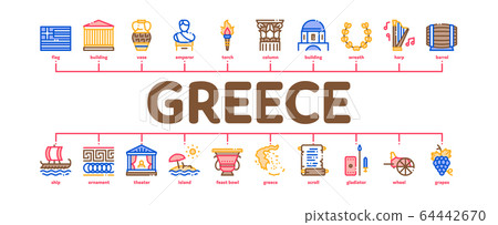 Greece Country History Minimal Infographic Banner Vector Greece Country History Minimal Infographic Banner Vector 64442670