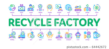 Recycle Factory Ecology Minimal Infographic Banner Vector 64442672