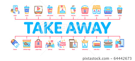 Take Away Food And Drink Minimal Infographic Banner Vector Take Away Food And Drink Minimal Infographic Banner Vector 64442673