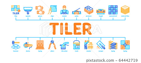 Tiler Work Minimal Infographic Banner Vector - Stock Illustration ...
