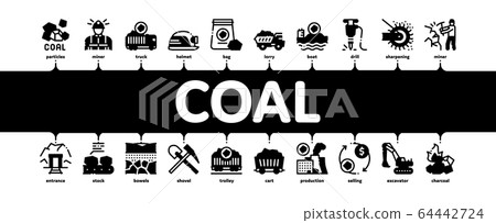 Coal Mining Minimal Infographic Banner Vector 64442724