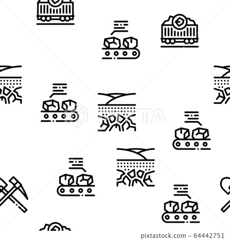 Coal Mining Seamless Pattern Vector Coal Mining Seamless Pattern Vector 64442751