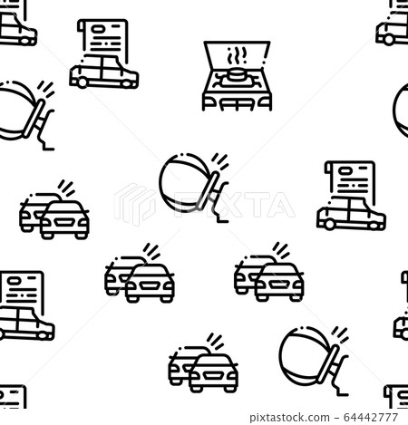 Car Crash Accident Seamless Pattern Vector 64442777