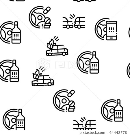 Car Crash Accident Seamless Pattern Vector 64442778