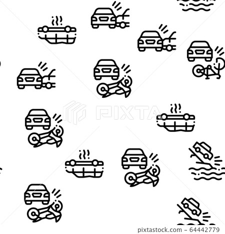 Car Crash Accident Seamless Pattern Vector 64442779