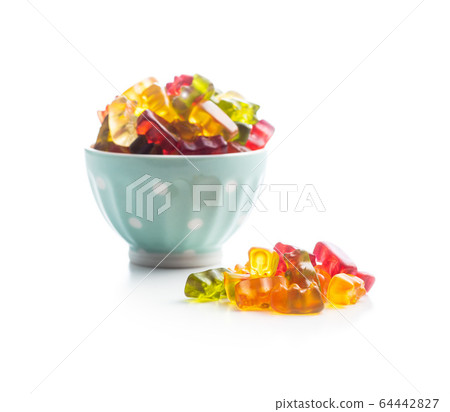 Gummy bears, jelly candy. Colorful bonbons. 64442827