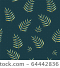 Vector tropical leaves pattern. Seamless botanic 64442836