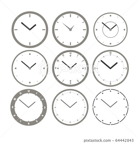 Wall clock set. Vector clocks icons. Vector Wall clock set. Vector clocks icons. Vector 64442843