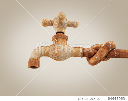 Old and rusty faucet, clipping path included 3d Rendering 64443063