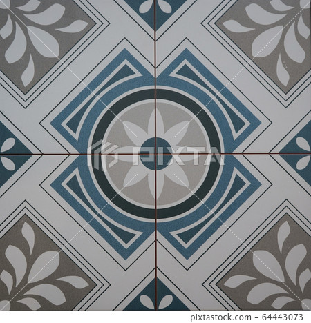 tiles with a floral geometric pattern, square shape tiles with a floral geometric pattern, square shape 64443073