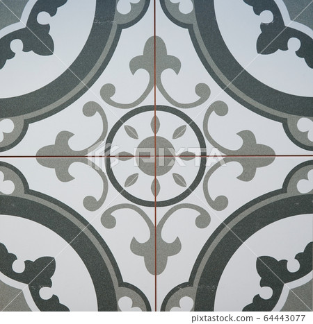 tiles with a floral geometric pattern, square shape tiles with a floral geometric pattern, square shape 64443077