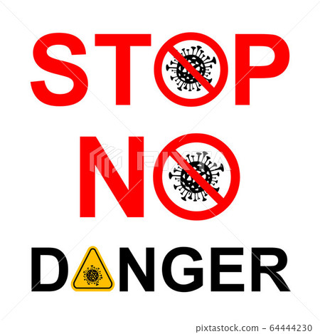 Coronavirus prohibition, forbidden signs. Vector illustration isolated on white. Stop, No, Danger Covid Virus symbols. Can be used for your prohibition banner, information sticker design. Coronavirus prohibition, forbidden signs. Vector illustration isolated on white. Stop, No, Danger Covid Virus symbols. Can be used for your prohibition banner, information sticker design. 64444230