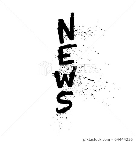 News handwritten ink pen lettering. Expressive calligraphy with splashes. Vector illustration isolated on white. For publication on media. News handwritten ink pen lettering. Expressive calligraphy with splashes. Vector illustration isolated on white. For publication on media. 64444236