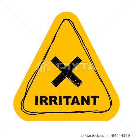Yellow irritant triangle sign. Vector illustration isolated on white. 64444239