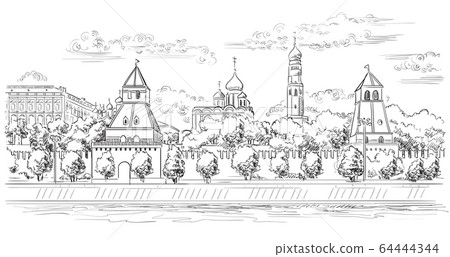 Vector hand drawing Moscow-5 64444344