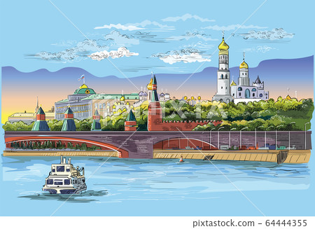 Vector colorful hand drawing Moscow-3 64444355