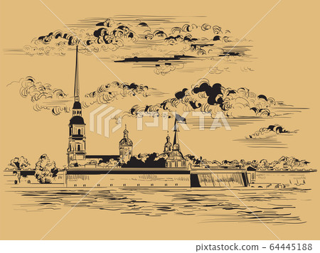 Brown vector hand drawing ST Petersburg 6 Brown vector hand drawing ST Petersburg 6 64445188