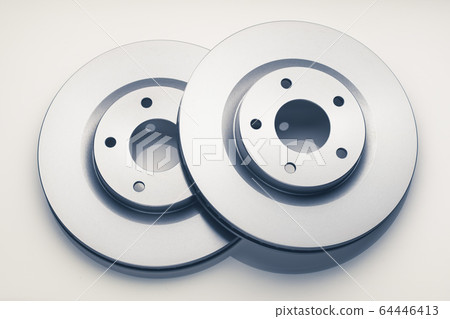 car brake discs on white background 64446413