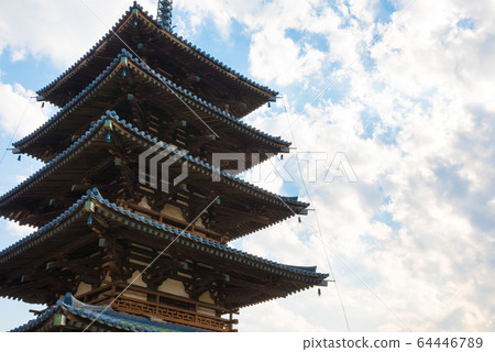 Five-storied pagoda at Horyuji Temple (Ikaruga Town, Ikoma District, Nara Prefecture) 64446789