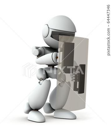 使用盾牌防禦的人工智能機器人 64447346