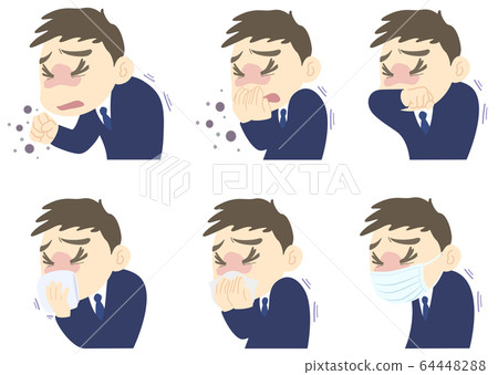 Illustration about cough etiquette etiquette without lines-set 64448288