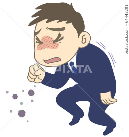 Illustration of cough etiquette manners with lines-single item 64448291